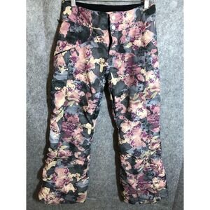 Obermeyer Snow Pants Girls Large 14-16 Pink Camo Floral Insulated Ski Snowboard